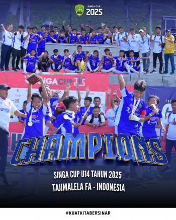Tajimalela FA U-14 Juara Singa Cup 2025 di Singapura